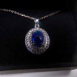Opal and White Sapphire Necklace